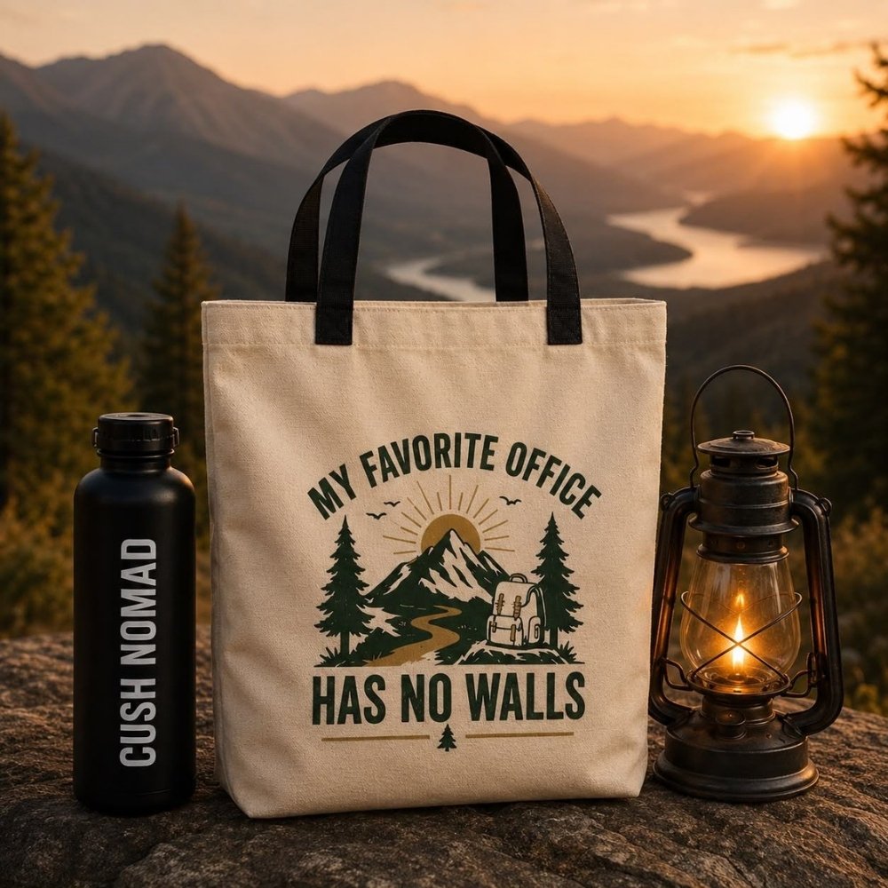 Pee With A View™ – “My Favorite Office Has No Walls” Large Eco Tote Bag