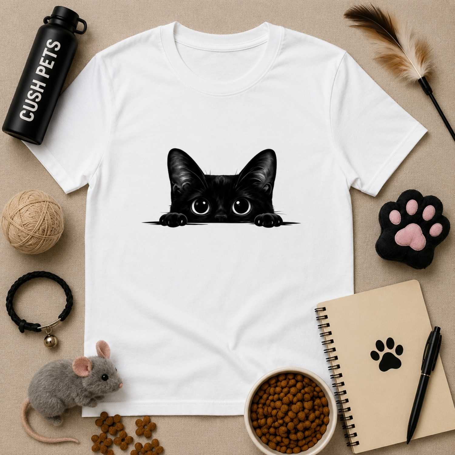 Peekaboo Black Cat Unisex Garment-Dyed Heavyweight T-Shirt