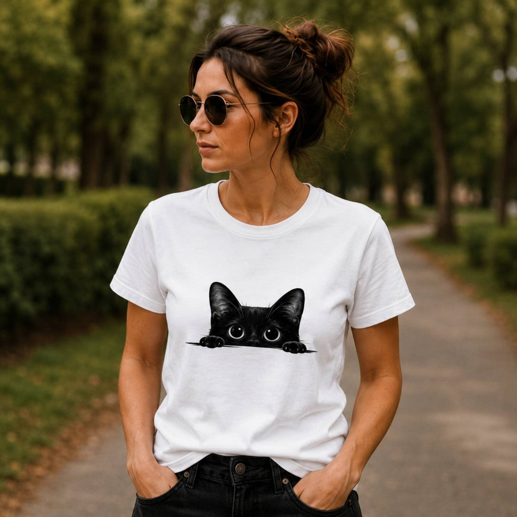 Peekaboo Black Cat Unisex Garment-Dyed Heavyweight T-Shirt