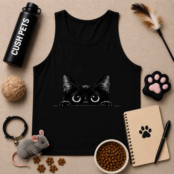 Peekaboo Black Cat Unisex Garment-Dyed Tank Top