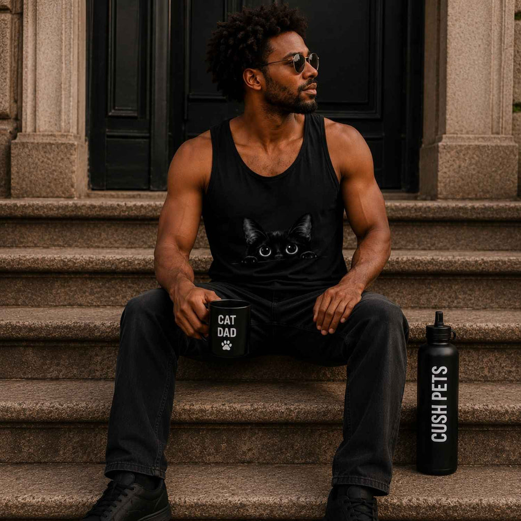 Peekaboo Black Cat Unisex Garment-Dyed Tank Top