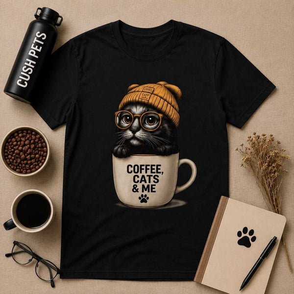 Coffee, Cats & Me Unisex Garment-Dyed Heavyweight T-Shirt