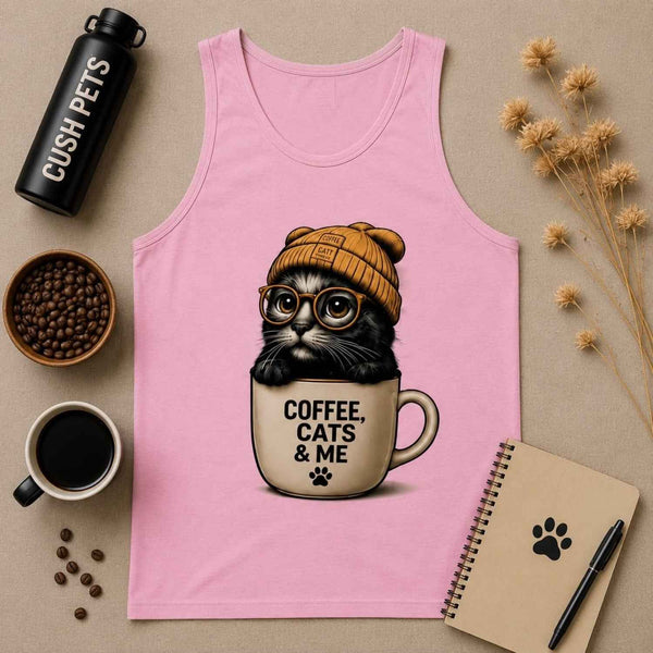 Coffee, Cats & Me Unisex Garment-Dyed Tank Top