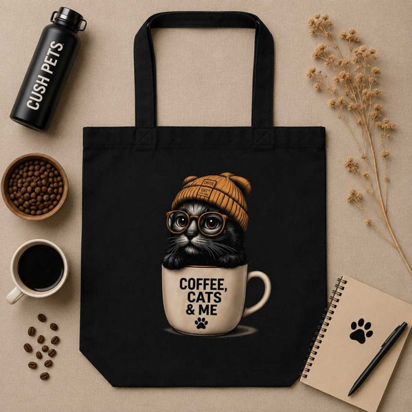 Coffee, Cats & Me Large Eco Tote Bag