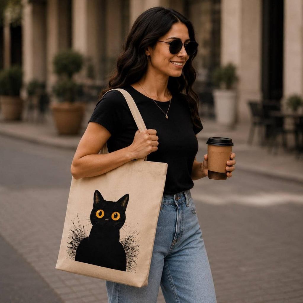 Black Cat Magic Large Eco Tote Bag