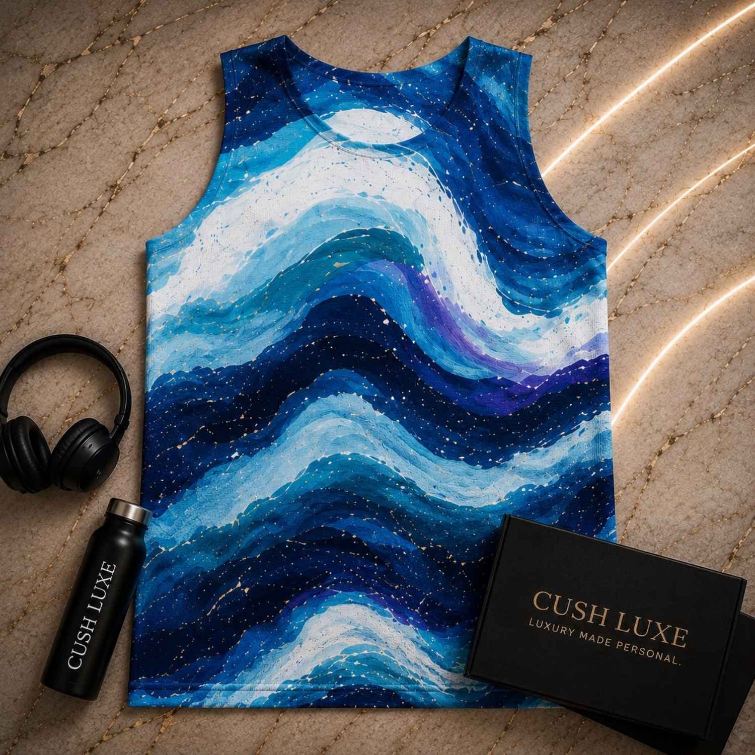 CUSH LUXE™ Waves Designer Cut & Sew Luxury Tank Top