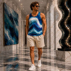 CUSH LUXE™ Waves Designer Cut & Sew Luxury Tank Top