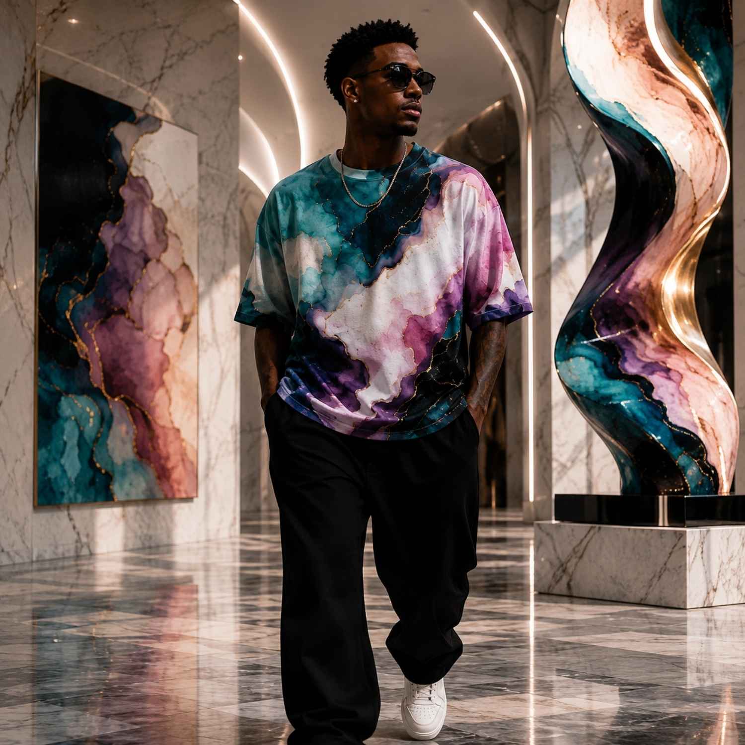CUSH LUXE™ Fluid Ink No. 01 Oversized Luxury Men’s T-Shirt