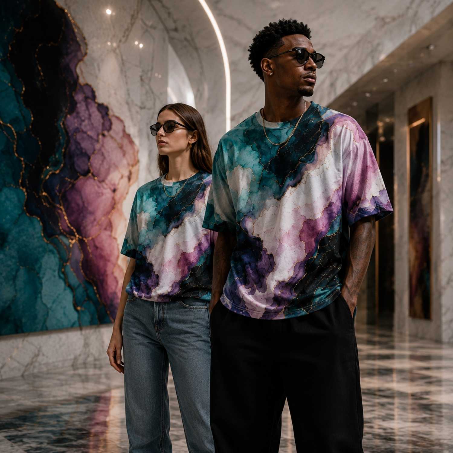 CUSH LUXE™ Fluid Ink No. 01 Oversized Luxury Men’s T-Shirt