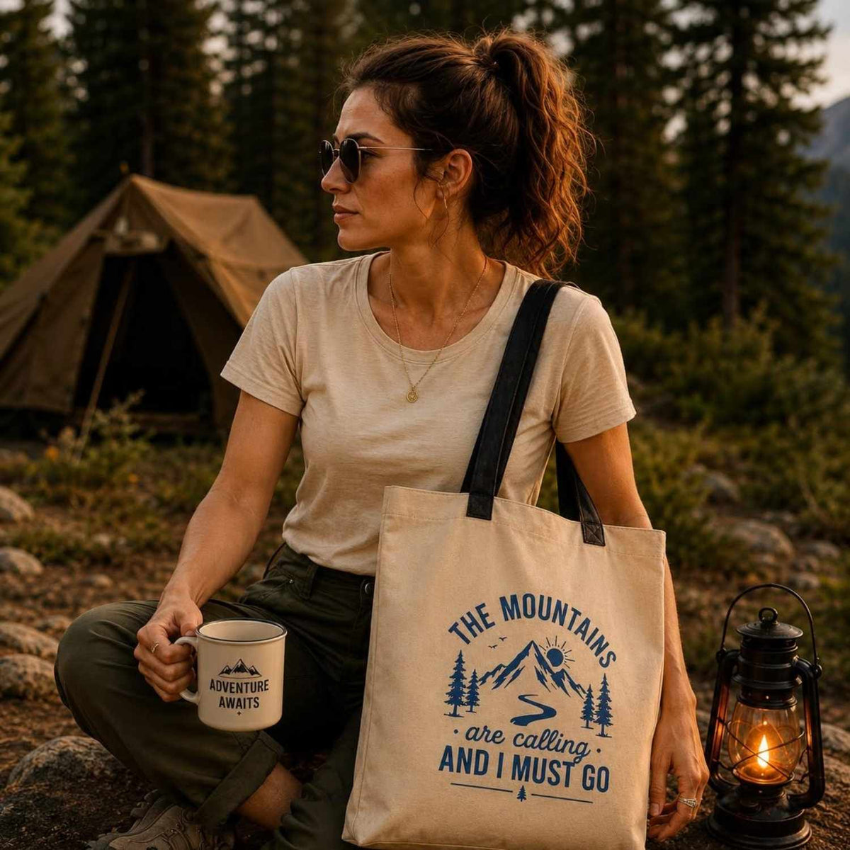 Summit Calling Large Organic Eco Tote Bag