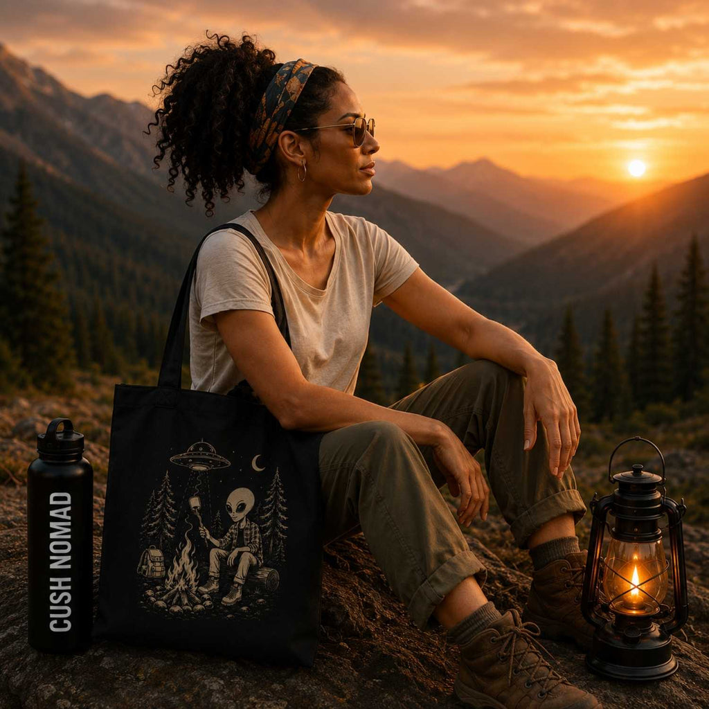 Alien Camping Large Eco Tote Bag
