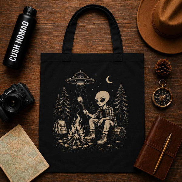 Alien Camping Large Eco Tote Bag