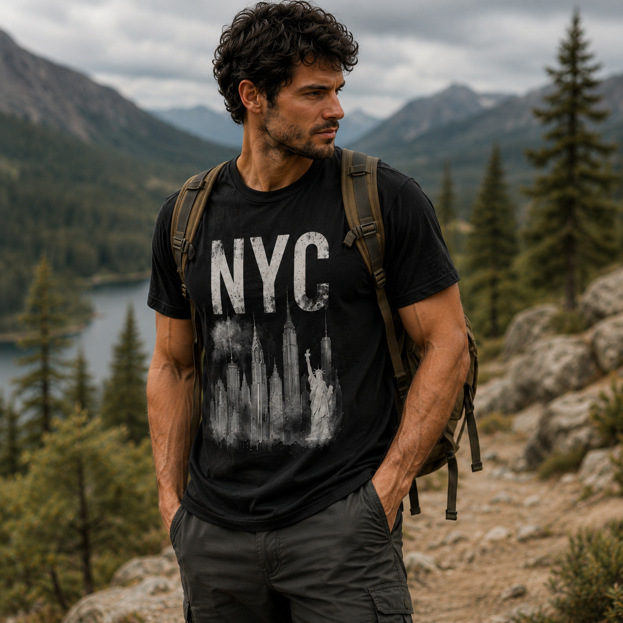 NYC Skyline Graphic Heavyweight Unisex T-Shirt | Cush Fashions