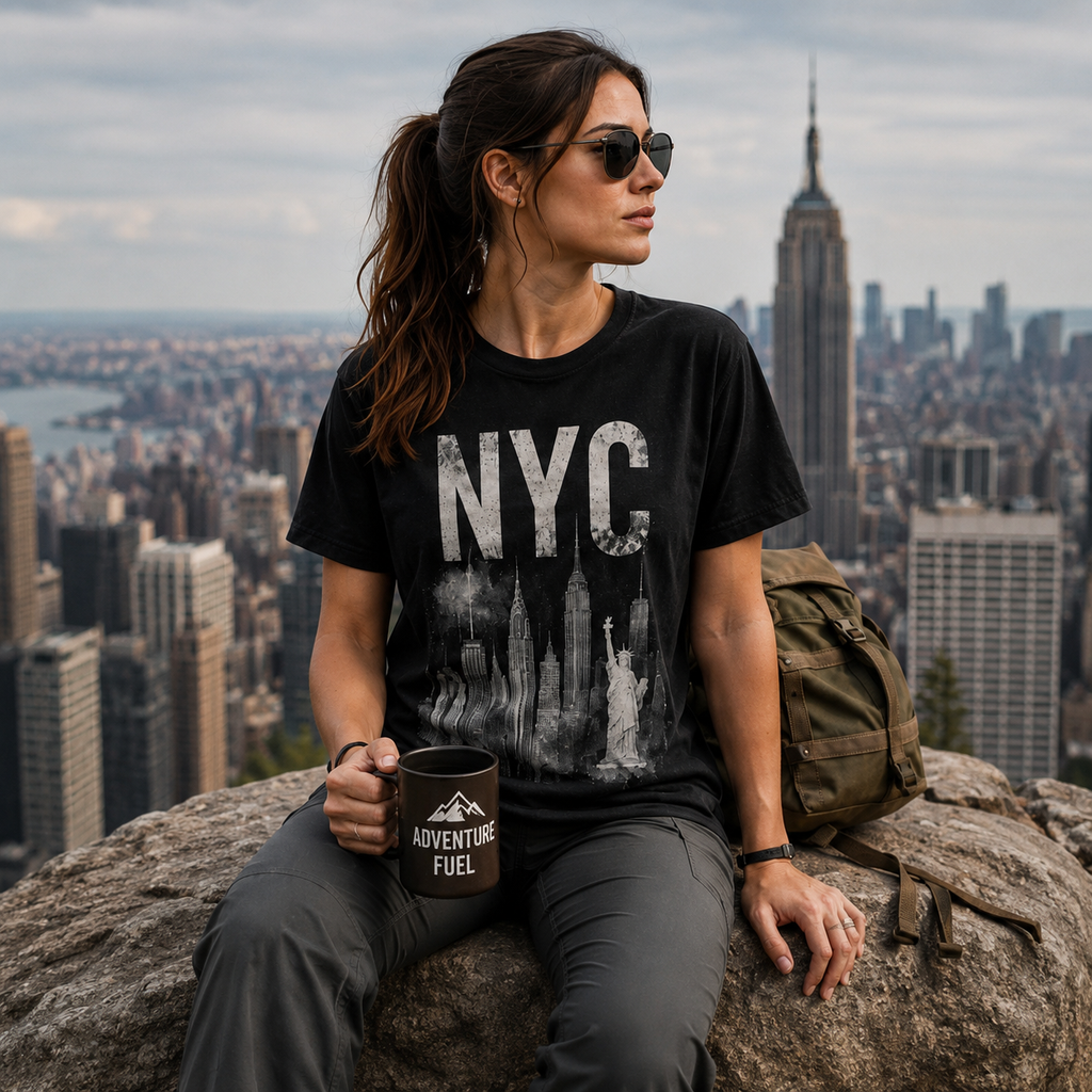 NYC Skyline Graphic Heavyweight Unisex T-Shirt | Cush Fashions