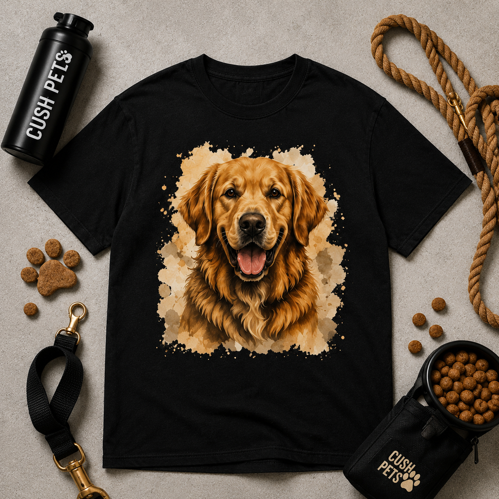 Golden Retriever Graphic Heavyweight Unisex T-Shirt | Cush Fashions